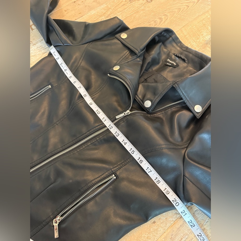 bebe Black Faux Leather Moto Jacket L - Picture 4 of 12